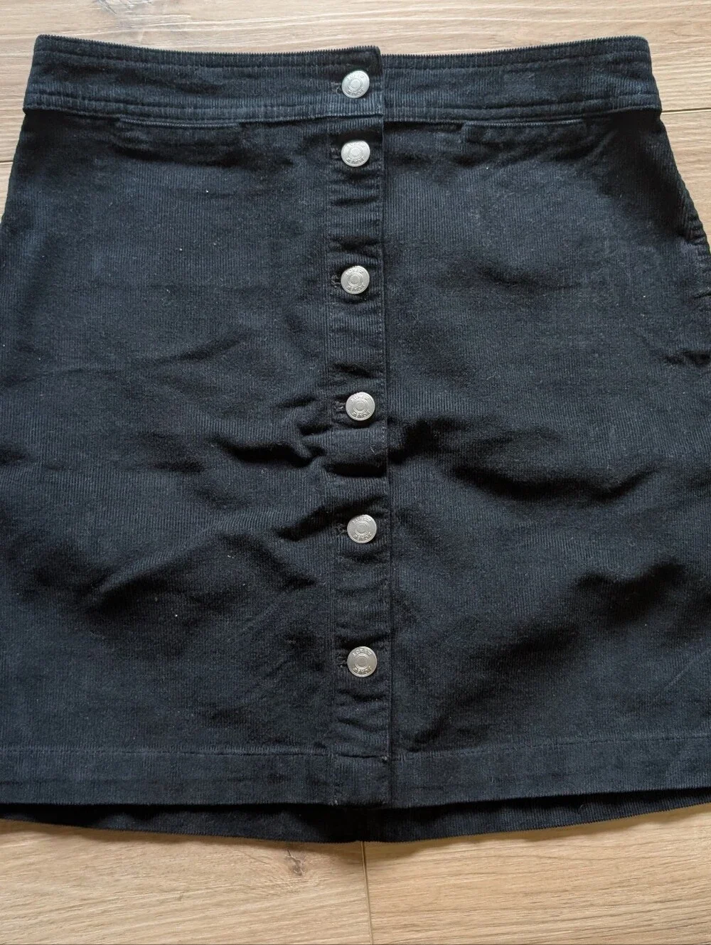 J. Crew Black Corduroy Button-Front Mini Skirt